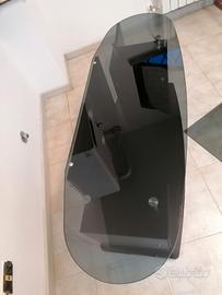 Porta tv in cristallo e legno usato in ottime cond