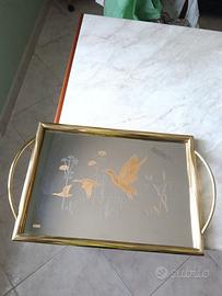 Vassoio acciaio placcato oro