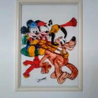 Quadro dipinto a mano Disney Minnie Pluto Topolino