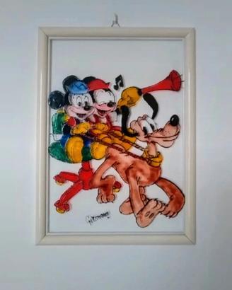 Quadro dipinto a mano Disney Minnie Pluto Topolino