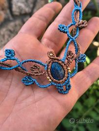 Girocollo macrame con lapislazzulo fatto a mano 