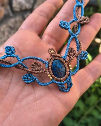 Girocollo macrame con lapislazzulo fatto a mano 