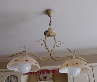 lampadario a bilanciere ferro battuto shabby chic 