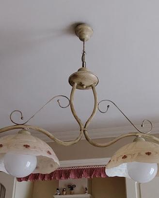 lampadario a bilanciere ferro battuto shabby chic 