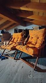 n.2 Poltrone relax 3 posizioni in legno pieghevoli