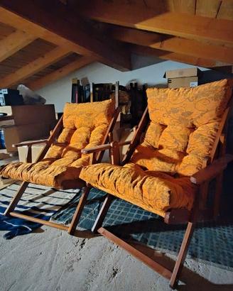 n.2 Poltrone relax 3 posizioni in legno pieghevoli
