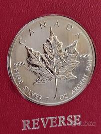 5 dollari oncia argento Canada foglia acero 