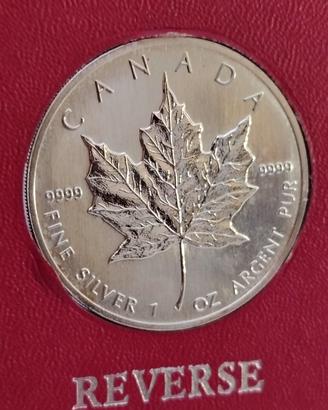 5 dollari oncia argento Canada foglia acero 