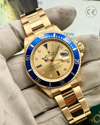 Rolex Submariner 16618 Full Gold Serti Dial