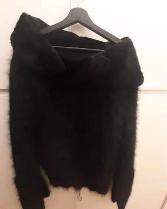 Maglione Gucci angora nera e pelliccia di visone