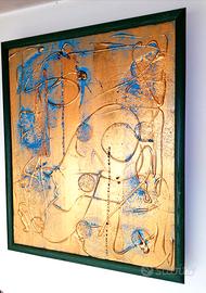 QUADRO ORO ASTRATTO con Cornice dipinto a mano 
