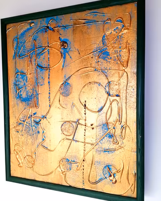 QUADRO ORO ASTRATTO con Cornice dipinto a mano 