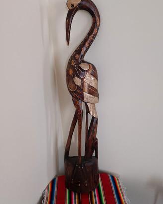 Scultura Gru in legno