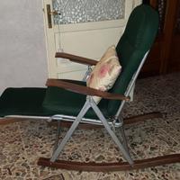 Sdraio sedia dondolo poggiapiedi tessuto metallo