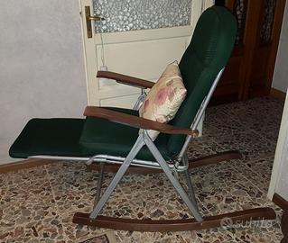 Sdraio sedia dondolo poggiapiedi tessuto metallo