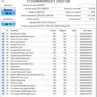 SSD Crucial MX500 250GB - Come nuovo (99% salute)