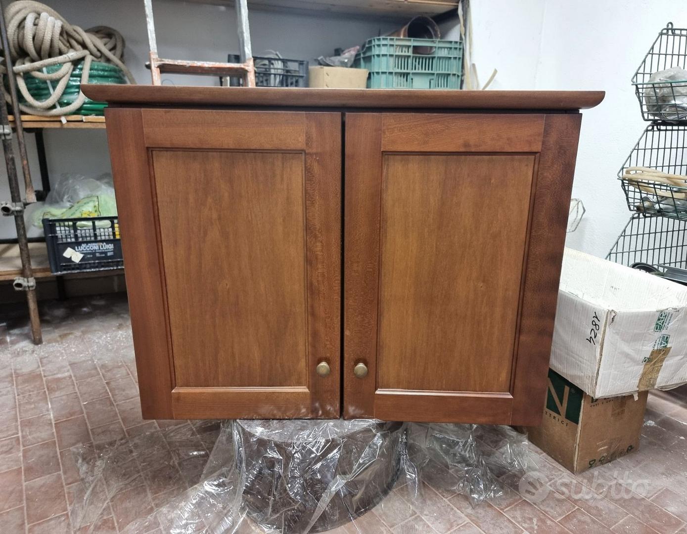 COMPRA SUBITO, PENSILE CUCINA 80X60 CM TEAK A DOPPIA ANTA CON SCOLAPIATTI