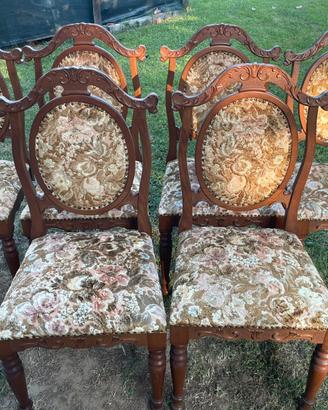 Set di 6 sedie classiche legno e velluto