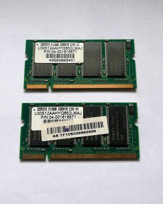 2x Memoria RAM 512MB PC2700 DDR-333MHz