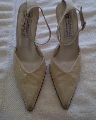 Scarpe da sposa color avorio con cristalli mis. 39