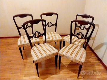 Set di 5 sedie in legno vintage + 6a bonus
