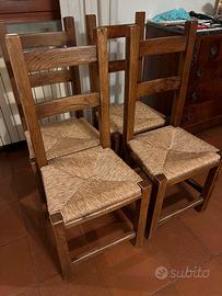 4 sedie stile rustico in castagno