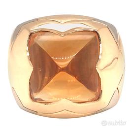 Anello Bvlgari Piramide Oro Giallo 18kt con Quarzo