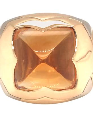 Anello Bvlgari Piramide Oro Giallo 18kt con Quarzo