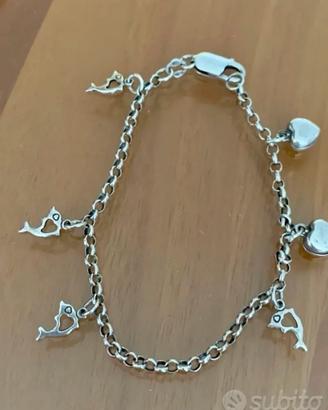 Bracciale in argento 925 regolabile con charms