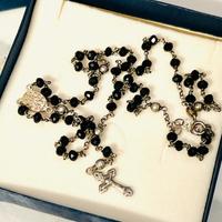Collana rosario vintage in argento 925 e onice