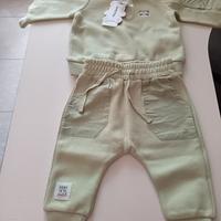 completo bimbo in cotone piket. colore verde menta