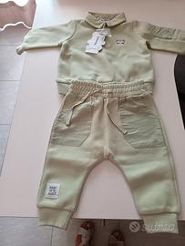 completo bimbo in cotone piket. colore verde menta