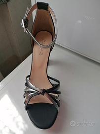 SANDALO NERO ARGENTO CON TACCO ALTO n° 39