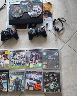 🎮 PS3 Super Slim con 2 controller+11 giochi+Cavi