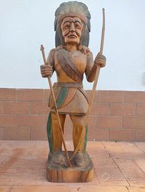 Statua Indiano in legno di teak