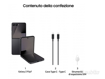 Samsung Z Flip7 256GB Blk NUOVO Sigillato Negozio