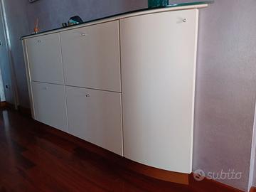 Scarpiere design in legno e cristallo