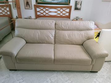divano 3 posti beige vera pelle