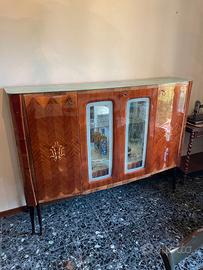 Mobile vetrinetta bar vintage con piano in vetro