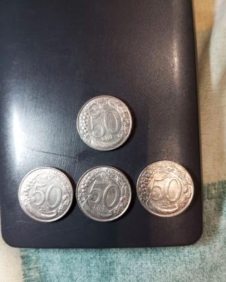 serie 4 monete 50 lire rare anno 1996