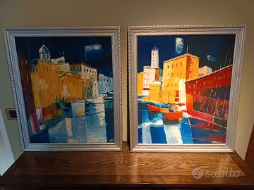 Coppia quadri olio su tela Venezia
