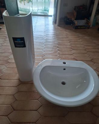 lavandino con  colonna bagno in ceramica nuovo
