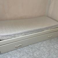 letto singolo con materasso + letto estraibile