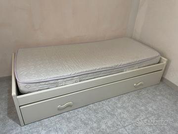 letto singolo con materasso + letto estraibile