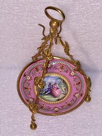 Raro porta orologi e anelli in metallo e smalto