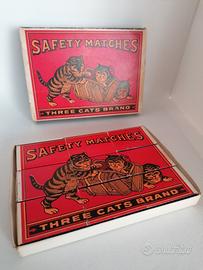 Three Cats Brand Safety Matches gioco Vintage 
