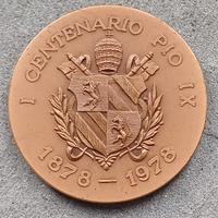 MEDAGLIA BRONZO PIO IX 1878-1978 I CENTENARIO.