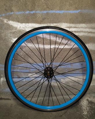 Ruota anteriore 28" blu a profilo alto