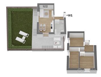 W1: Quadrilocale con terrazza e giardino