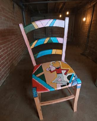 sedia pop art,dipinta a mano con colori acrilici